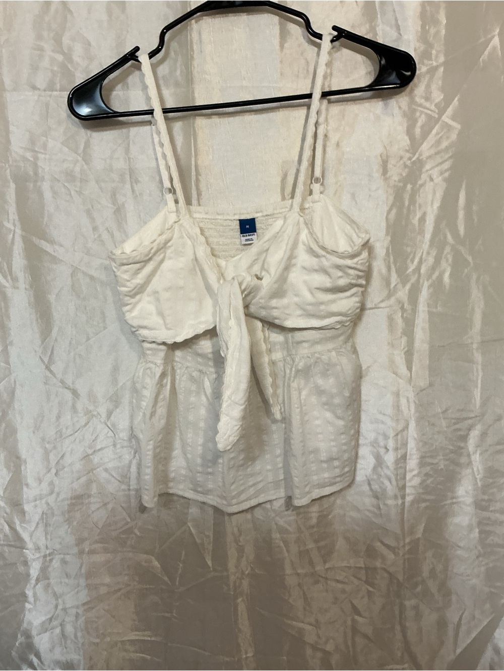 Old Navy White Tie-Front Textured Camisole